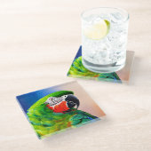 Leuke AI Gegenereerde Amazon Parrot Glazen Onderzetter (Schuin)