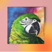 Leuke AI Gegenereerde Groene Papegaai Canvas Afdruk
