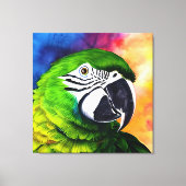 Leuke AI Gegenereerde Groene Papegaai Canvas Afdruk (Voorkant)
