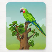 Leuke AI Gegenereerde Groene Papegaai Muismat (Voorkant)