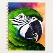Leuke AI Gegenereerde Groene Papegaai Planner (Voorkant)