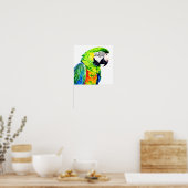 Leuke AI Gegenereerde Groene Papegaai Poster (Keuken)