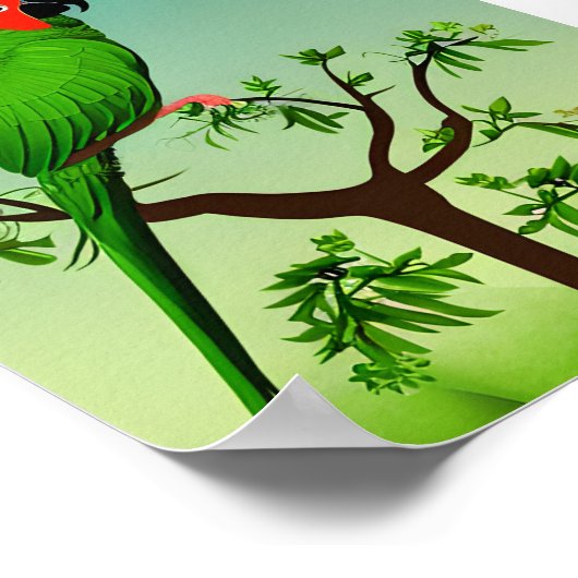 Leuke AI Gegenereerde Groene Papegaaien Poster (Hoek)