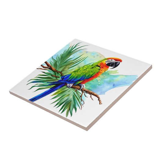 Leuke AI Gegenereerde Macaw Parrot Tegeltje (Zijkant)