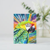 Leuke AI Gegenereerde Waterverf Stijl Groene Papeg Briefkaart (Staand voorkant)