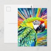 Leuke AI Gegenereerde Waterverf Stijl Groene Papeg Briefkaart (Voorkant / Achterkant)