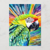 Leuke AI Gegenereerde Waterverf Stijl Groene Papeg Briefkaart (Voorkant)