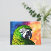 Leuke AI Gegenereerde Waterverf Stijl Groene Papeg Briefkaart (Staand voorkant)