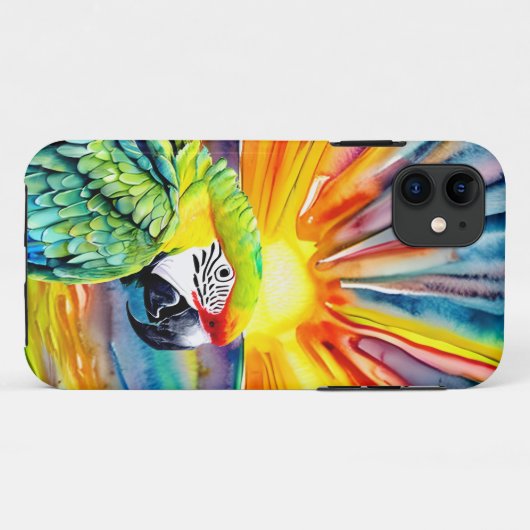 Leuke AI Gegenereerde Waterverf Stijl Groene Papeg Case-Mate iPhone Case (Achterkant (horizontaal))
