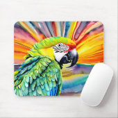 Leuke AI Gegenereerde Waterverf Stijl Groene Papeg Muismat (Met muis)