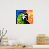 Leuke AI Gegenereerde Waterverf Stijl Groene Papeg Poster (Keuken)