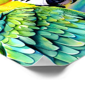 Leuke AI Gegenereerde Waterverf Stijl Groene Papeg Poster (Hoek)