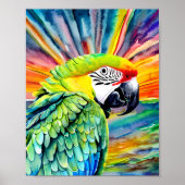 Leuke AI Gegenereerde Waterverf Stijl Groene Papeg Poster (Voorkant)