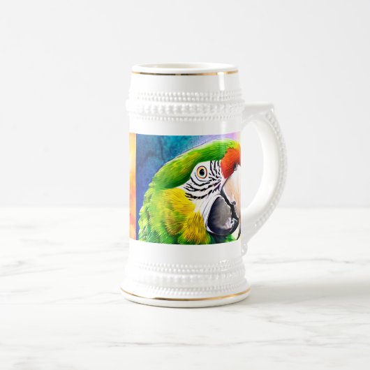 Leuke AI Generated Papegaaien Close Up Bierpul (Voorkant rechts)