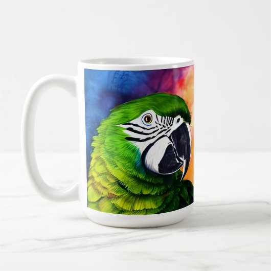 Leuke AI Generated Papegaaien Close Up Koffiemok (Links)