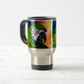 Leuke AI Generated Papegaaien Close Up Reisbeker (Voorkant links)