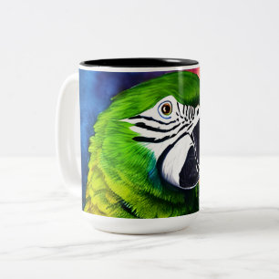 Leuke AI Generated Parrot Close Up Tweekleurige Koffiemok