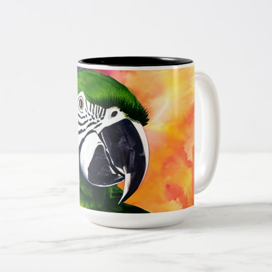 Leuke AI Generated Parrot Close Up Tweekleurige Koffiemok (Voorkant rechts)