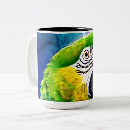Leuke AI Generated Parrot Close Up Tweekleurige Koffiemok (Voorkant links)