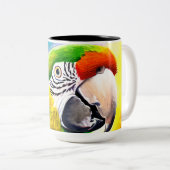 Leuke AI Generated Parrot Close Up Tweekleurige Koffiemok (Voorkant rechts)