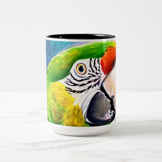 Leuke AI Generated Parrot Close Up Tweekleurige Koffiemok (Center)