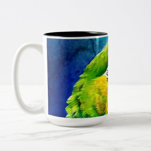 Leuke AI Generated Parrot Close Up Tweekleurige Koffiemok (Links)