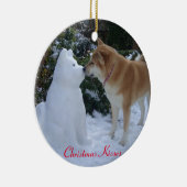 Leuke akita hond kussen sneeuwman akita kerst keramisch ornament (Rechts)