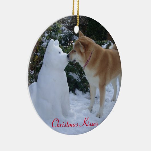 Leuke akita hond kussen sneeuwman akita kerst keramisch ornament (Rechts)