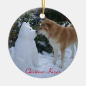 Leuke akita hond kussen sneeuwman akita kerst keramisch ornament (Voorkant)