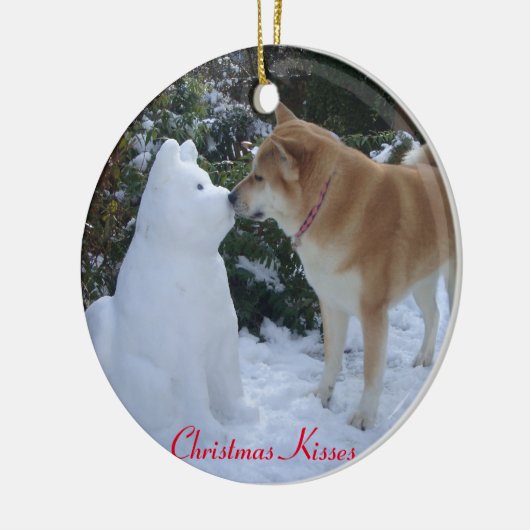 Leuke akita hond kussen sneeuwman akita kerst keramisch ornament (Links)
