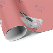 Leuke akita met roze teddybeer zwart gezicht hond cadeaupapier (Rol Hoek)