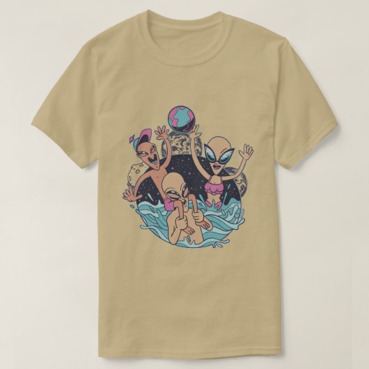 Leuke Alien Beach Party T-shirt (Design voorkant)