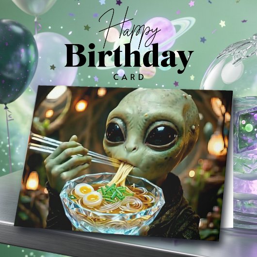 Leuke Alien en Ramen Verjaardag Kaart