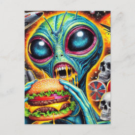 Leuke Alien Eten Cheeseburger Briefkaart