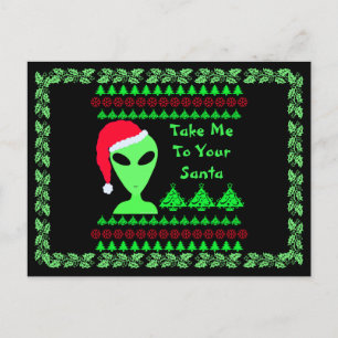 Leuke Alien Santa Geek Humor LGM Unieke Vakantie Feestdagenkaart