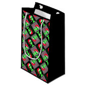 Leuke Alien Santa Geek Small Christmas Pattern Klein Cadeauzakje (Voorkant Gekanteld)