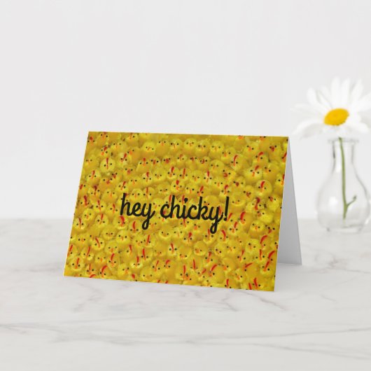 Leuke all-occasion gele kuikens "Hey chicky" Kaart (Kleine Plant)