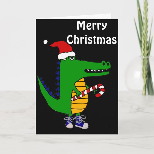 Leuke Alligator in de Cartoon van Kerstmis van het Feestdagen Kaart (Voorkant)