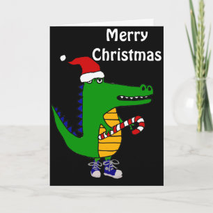 Leuke Alligator in de Cartoon van Kerstmis van het Feestdagen Kaart