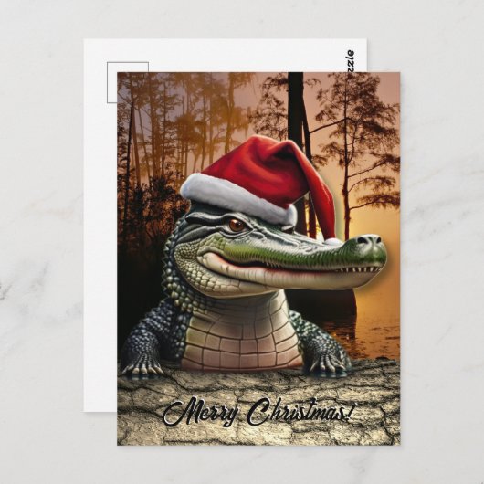 Leuke Alligator in Santa Hat Briefkaart (Voorkant / Achterkant)