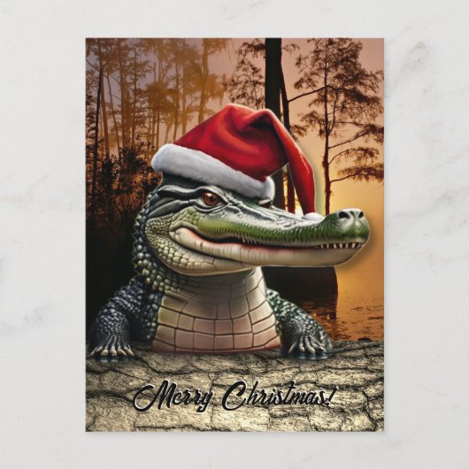 Leuke Alligator in Santa Hat Briefkaart (Voorkant)