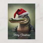 Leuke Alligator in Santa Hat Briefkaart (Voorkant)