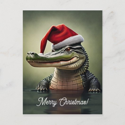 Leuke Alligator in Santa Hat Briefkaart (Voorkant)