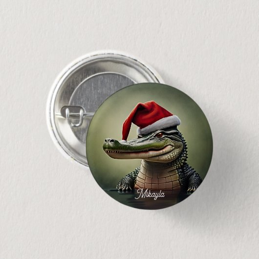 Leuke Alligator in Santa Hat Ronde Button 3,2 Cm (Voorkant /achterkant)