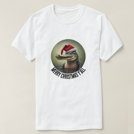 Leuke Alligator in Santa Hat T-shirt (Design voorkant)