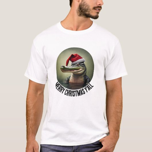 Leuke Alligator in Santa Hat T-shirt (Voorkant)