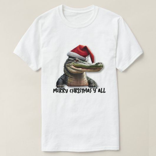 Leuke Alligator in Santa Hat T-shirt (Design voorkant)