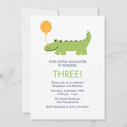 Leuke Alligator verjaardagsfeestje Kaart (Voorkant)