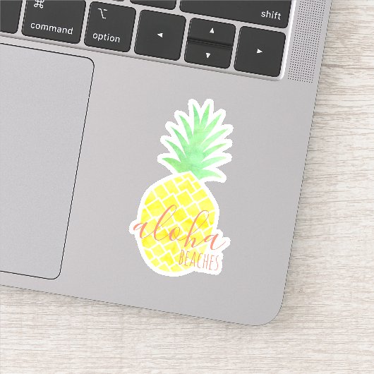 Leuke Aloha stranden Tropische Waterverf Ananas Sticker (Detail)