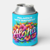 Leuke Aloha Tropical verjaardagsfeestje Blikjeskoeler (Blikje Voorkant)